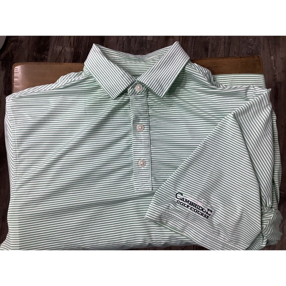 FootJoy Other - FootJoy Men's Short Sleeve Cambridge GC Logo Green Striped Golf‎ Polo Shirt Lg.